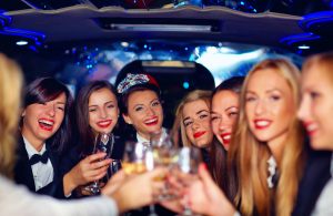 Girls Celebrating in Limousine in Las Vegas
